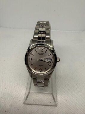 Citizen Women's Stainless Steel Silver Dial Day-Date Quartz Watch WR50M